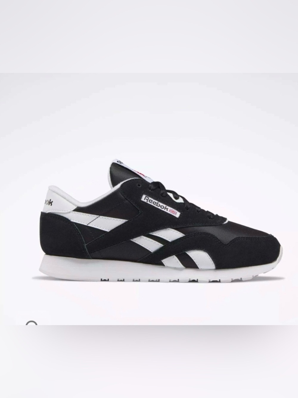 Reebok Classic Nylon Suede Athletic Shoes Black White 7
